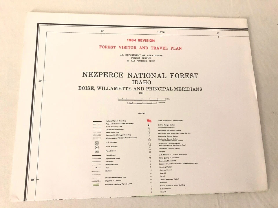 Mapa Nezperce National Forest Boise Willametter Idaho Visitor Travel 1981 USDA Foto 1 de 1