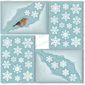 4 adhesivos para ventanas de esquina de nieve + 36 pegatinas estáticas de copos de nieve decoración navideña - Imagen 1 de 4
