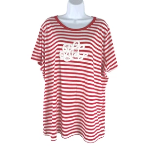 Lauren Ralph Lauren T-Shirt 3X Red White Striped Short Sleeve NWT TP-3116 - Picture 1 of 9