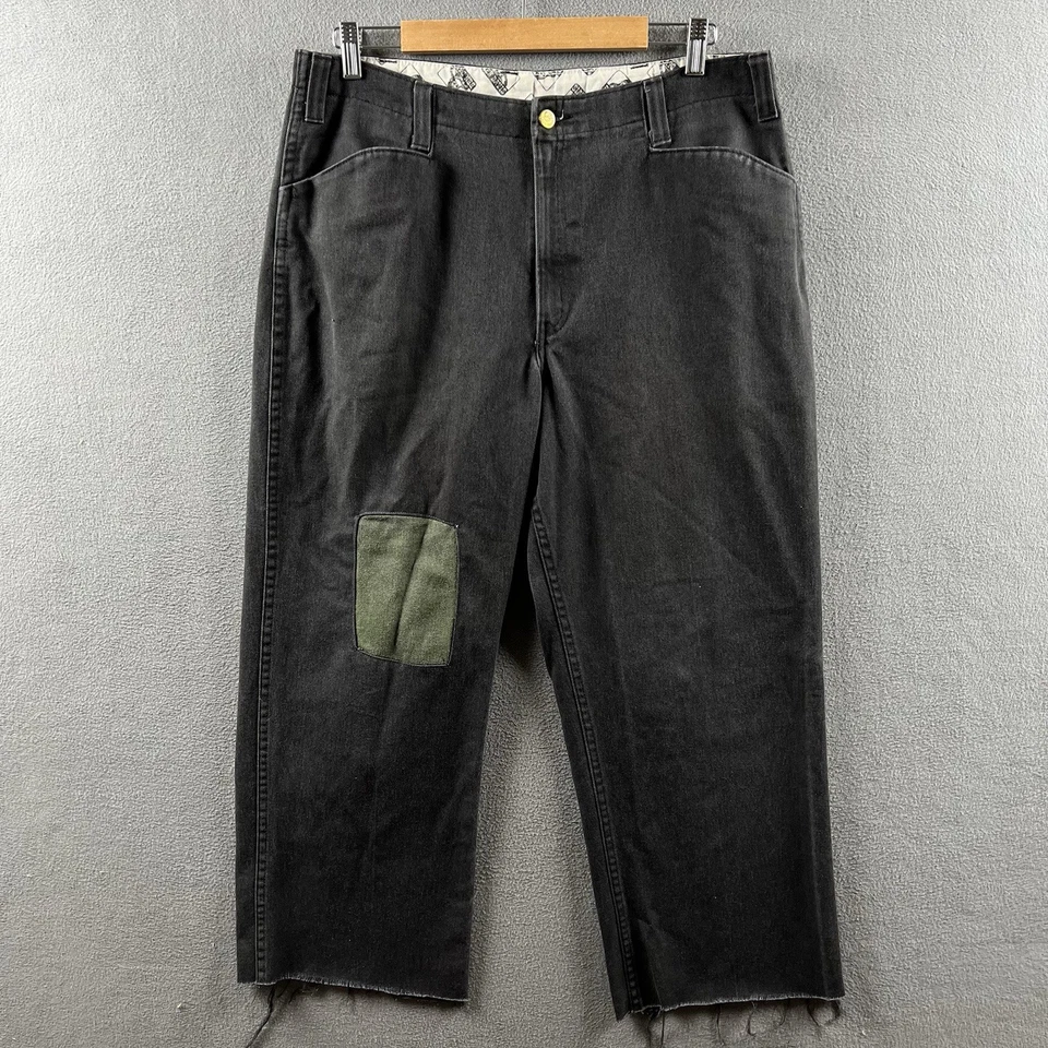 Vintage Ben Davis Pants Mens 35 Black Twill Chino Work Baggy Cropped Patchwork - Image 1 of 4
