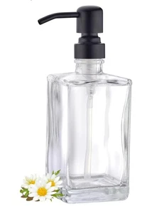 14 Oz Square Clear Glass Manual Pump Dispenser - Picture 1 of 3