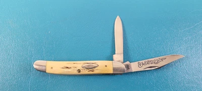 1977 CASE XX 52087 SSP Classic Blue Scroll Stag Folding Pocket Knife TR509 - Image 1 of 4