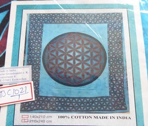 großer Wandbehang Tagesdecke Blume des Lebens türkis 210x240cm OVP - Bild 1 von 4