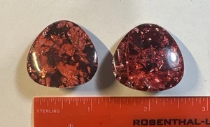 Vintage West Germany Red Confetti Lucite Clip-On Earrings WT Wave Mark - Picture 1 of 4