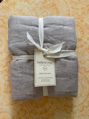 NWT Southern Living Heirloom Linen Quilted Sham Standard Grey - Image 1 of 4