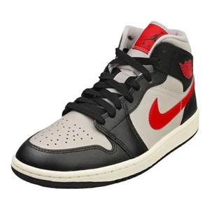 Nike Women's Air Jordan 1 Mid Shoes Black Grey Red Sail BQ6472-060 NEW - Picture 1 of 22
