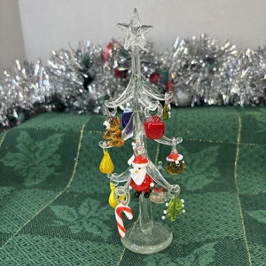 Lenox Art Glas Baum Figur mit 12 Glas Ornamenten - Bild 1 von 6