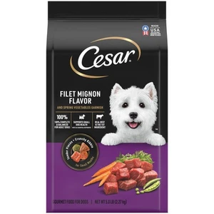 Small Breed Dry Dog Food Filet Mignon Flavor and Spring Vegetables Garnish, 5... - Picture 1 of 9