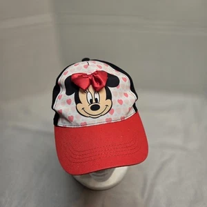 Girls Minnie Mouse Hat Baseball Style Cap Adjustable Red Bow Hearts Disney Cute - Picture 1 of 6