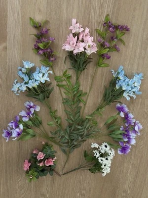 Flores artificiales falsas decoración floral ramos de flores tallo plantas colgantes Foto 1 de 3