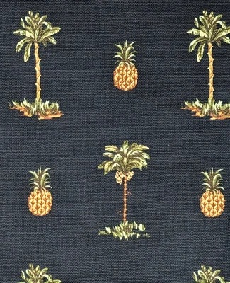 Vintage Waverly Aloha Screen Print Fabric 55"x 35" Black Tropical - Image 1 of 4