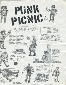 Vintage Punk Picnic "NYC" Central Park Flyer Verano '90 - Imagen 1 de 1