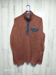Eddie Bauer Radiator Fleece 1/4 Snap Sweater Sweatshirt Large Heather Orange - Bild 1 von 10