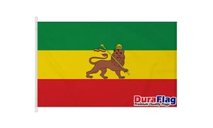 ÄTHIOPISCHER LÖWE RASTAFARI FLAGGE (150 cm x 90 cm) DURAFLAG mit CLIPS / HAKEN - Bild 1 von 6