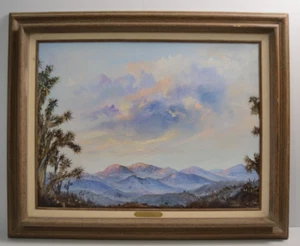 Vintage Art Painting San Gorgonio from Joshua Tree National Park Oil Canvas Sign - Picture 1 of 24