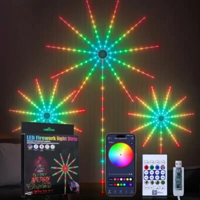 LED Firework Strip Lights RGB Smart Music Sync APP & Remote Control Room Decor - Image 1 of 4
