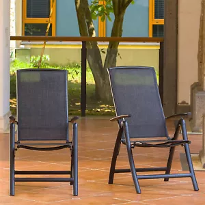 2 Set Folding Patio Chairs Camping Lawn Chairs 7 Position Adjustable Recliner - Bild 1 von 6