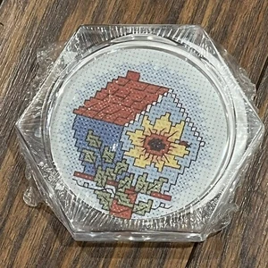 MCG Textiles Acrylic Coaster Counted Cross Stitch Kit Sealed Bird House - Picture 1 of 15