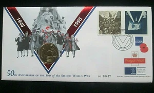 Great Britain GB UK "50th ANN. OF END OF WORLD WAR II" £2 Coin Cover PNC 1995 - Picture 1 of 11