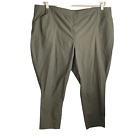 Ellos Women Cotton Pants Button Zip Straight Leg Lightweight Size 32 Army Green