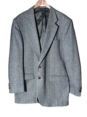 Chaqueta Abrigo Deportivo Varsity Club by Savile Row Para Hombre 46R Lana Gris Espiga Foto 1 de 4