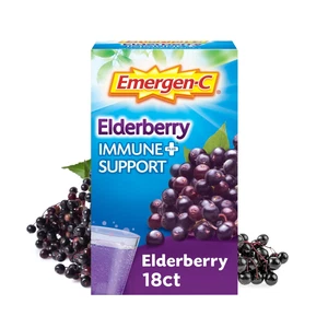 Emergen-C Immune Plus Vitamin C Supplement Powder, Elderberry, 18 Ct - Picture 1 of 10