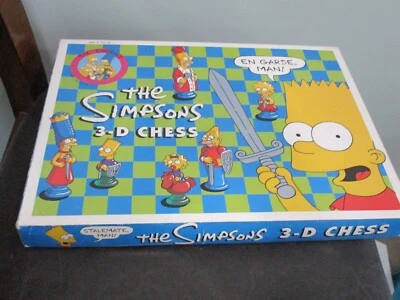 THE SIMPSONS 3-D CHESS GAME IN BOX, 1991 COMPLETE WITH BOX, BOARD,PIECES - Photo 1/4