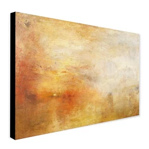 Sun Setting Over A Lake by J.M.W. Turner - Canvas Wall Art Framed Print - Picture 1 of 6