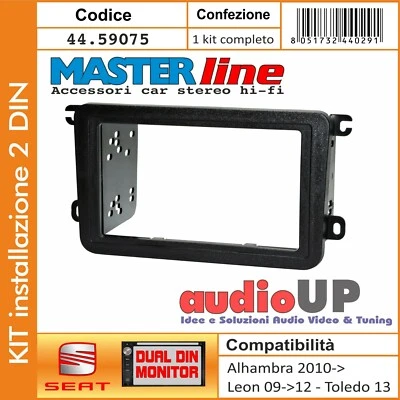 MASCHERINA RADIO 2 DIN SEAT LEON DAL 2009 AL 2012 CON STAFFE DI FISSAGGIO IN ABS - Immagine 1 di 2