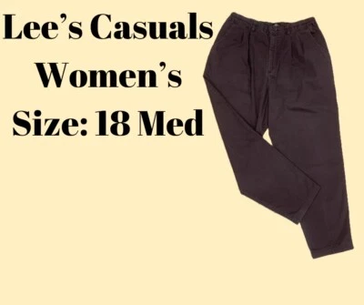 Pantalones de mujer LEE calce relajado pierna recta tiro medio talla 18 MED borgoña plisado Foto 1 de 4