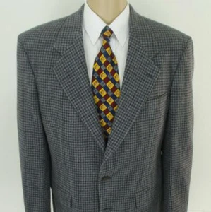 44 R PBM Nordstrom Gray Plaid Tweed Wool 2 Btn Mens Jacket Sport Coat Blazer - Picture 1 of 8