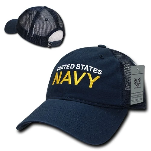 Azul Marina de los Estados Unidos Militar Corona Baja Polo Béisbol Malla Camionero Gorra Sombrero Foto 1 de 3