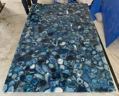 48" x 30" Handmade Blue Agate Tabletop - Home Decor Centerpiece - Image 1 of 4