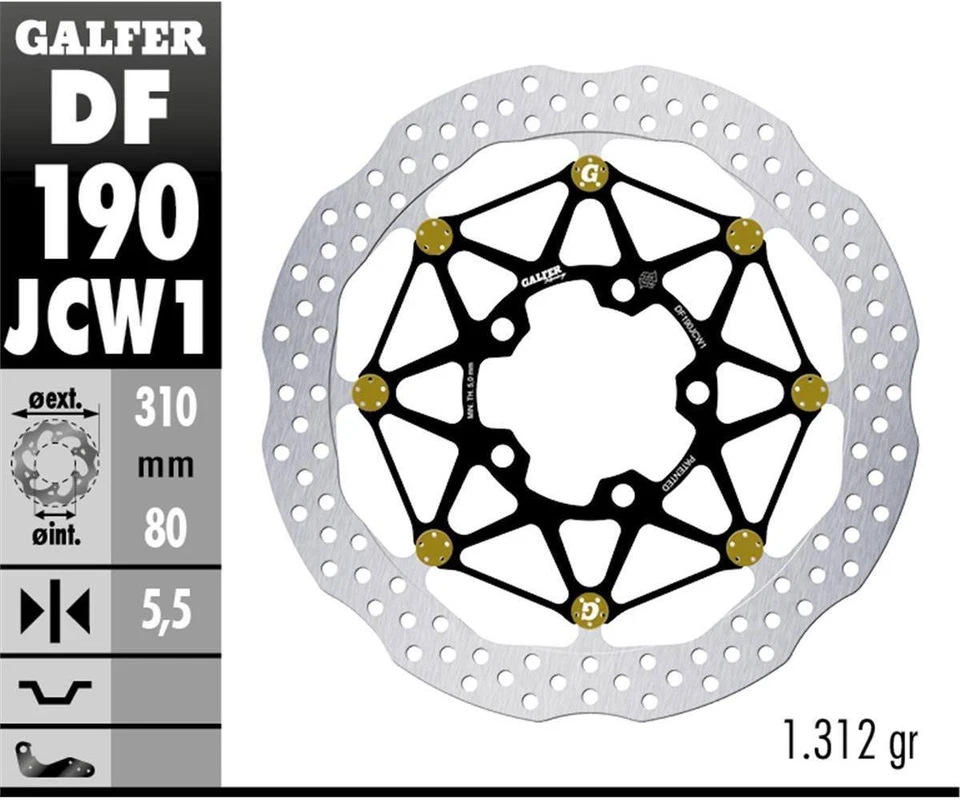 Galfer Front Brake Disc WAVE FLTEC RAC 310X5.5 KAWASAKI ZX 10R NINJA 2008 2010 - Image 1 of 1