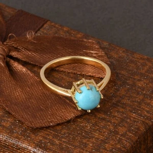 Natural Turquiose Sterling Silver 925 Ring Band Multi Prongs Setting Band Women - Picture 1 of 13