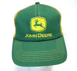 Vintage John Deere K Products Green Yellow Mesh Snapback Hat Trucker Farming - Picture 1 of 9