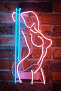 Girl Stripper Pole Dance Neon Light Sign Acrylic 14" Lamp Beer Pub Glass Decor - Picture 1 of 4