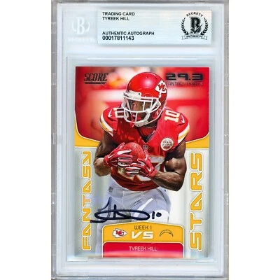 Tyreek Hill Signed 2019 Panini Score #FS13 Beckett BAS Slabbed Chiefs NFL Auto - Image 1 of 4