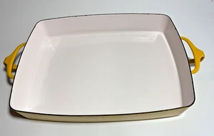 Vintage Dansk France IHQ Kobenstyle Yellow Enamel Steel Baking Pan Large 10x13 - Picture 1 of 16