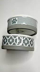 Lote de 2 cuencos de cerámica para perros gatos mascotas gris hueso seco 1,5 tazas antideslizantes lavavajillas - Imagen 1 de 7