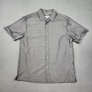 Newport Isle Casual Button Up Shirt Men's Size Medium Black Shortsleeve - Picture 1 of 9