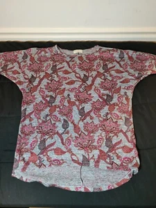 Bobbie Brooks Women Size Small 3/4 Sleeve Grey Red Paisley Stretch Shirt Used - Picture 1 of 8