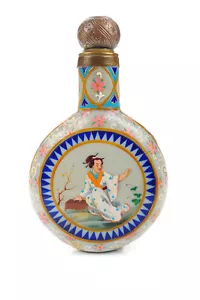 Botella decantadora de esmalte pintada japonesa del siglo XIX - Rara - Imagen 1 de 11