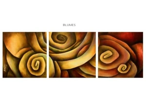 A original art folds ribbons layers red, tan, yellow Mike Lang original painting - Picture 1 of 7