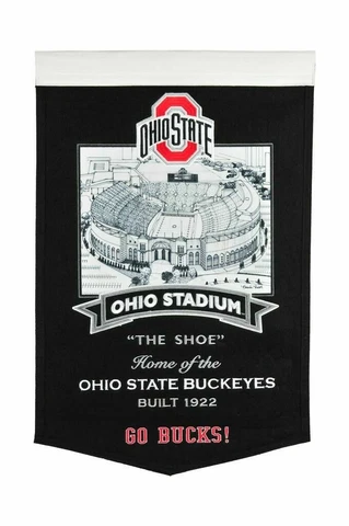 OHIO STATE BUCKEYES "THE SHOE" STADIUM EMBROIDERED WOOL BANNER 15"X24" QUALITY Cover