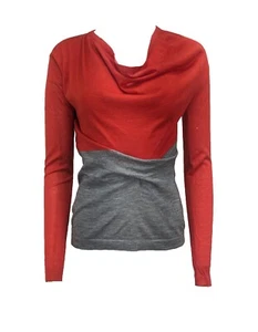 DEREK LAM Brick Red/ Grey Cashmere Silk Sweater Size Small New with Damage - Picture 1 of 4