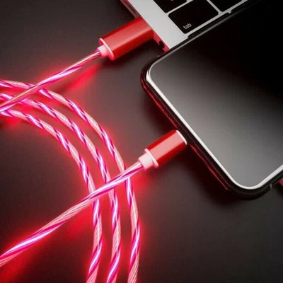 For Charger Data Type-C iPhone USB Sync Flowing Light Up Cable Charging Cord - Image 1 of 4