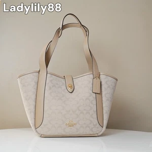 NWT Coach CAK51 Hadley Turnlock Tote Bag With Signature Canvas Leather $450 - Picture 1 of 13