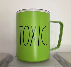NEW Rae Dunn TOXIC Green Insulated Stainless Steel Travel Mug Handle HALLOWEEN - Picture 1 of 5