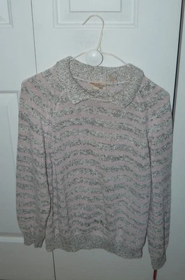 Vintage Fox Collection Women's Pink Striped Collared Sweater - Image 1 of 3